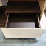 Minimalist Asymmetrical Nightstand with Dark Natural Wood Veneer